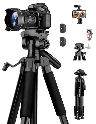 JOILCAN Tripé Câmara, 190 cm alumínio tripé câmara para Canon Nikon Sony DSLR, tripé leve para telemóvel/iPhone, portátil Tripé de telemóvel e bolsa de transporte