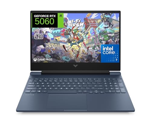 HP Victus 15-fa2030ns Computador portátil Gaming FHD de 15", Intel Core 7-240H, 16 GB RAM, 1 TB SSD, NVIDIA RTX 5060, FreeDos - azul, teclado QWERTY espanhol