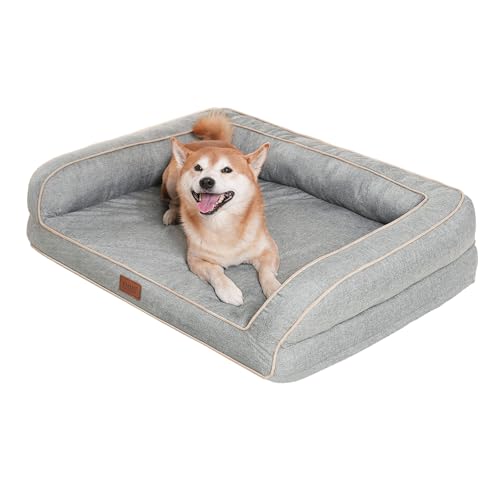 EMME - Cama para cães pequenos, 68 x 50 x 17 cm, cama ortopédica, impermeável, sofá de luxo para cães, colchão de espuma tipo caixa de ovos, capa removível e lavável, cama para todos os cães