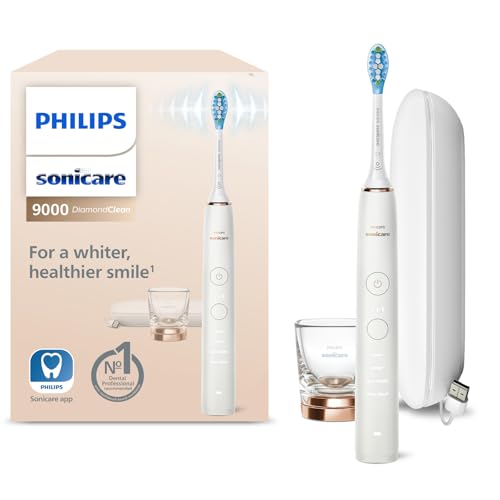 Philips Sonicare DiamondClean 9000 escova de dentes elétrica, escova de dentes sónica com aplicação, sensor de pressão, 4 modos de escovagem, 3 níveis de intensidade, modelo HX9911/94