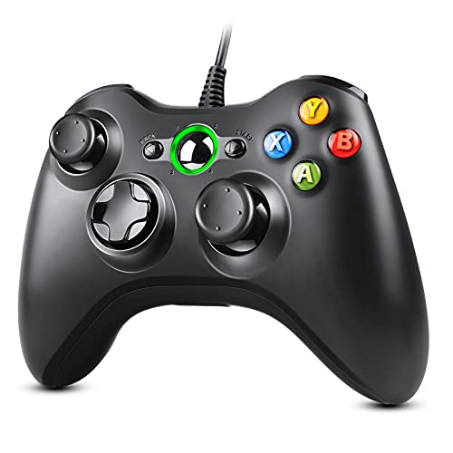 Zexrow Controlo Xbox 360 com cabo | Controlador de Gamepad USB Wired compatível com PC Windows XP/7/8/10 e consola, alta precisão para jogos de vibração, vários jogadores