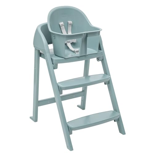 Chicco Crescendo Lite, cadeira evolutiva bebé com 3 configurações: Cadeira alta para bebés, cadeira elevadora para crianças e banco para adultos, de 6 meses a 110 kg, fecho compacto dobrável, verde