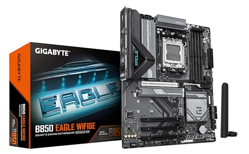 GIGABYTE B850 Eagle WIFI6E Placa base - processadores AMD Ryzen série 9000, VRM digital de 8 2 Fases, até 8200 MHz DDR5 (OC), 1 x PCIe 5,0 2 x PCIe 4,0 M.2, LAN GAN GAN Galaxy BE, Wi. Fi 6E, USB 3.2