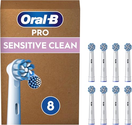 Oral-B Pro Sensitive Clean Peças sobresselentes para escova de dentes elétrica, conjunto de 8 cabeças, branco, originais (tamanho da caixa de correio)
