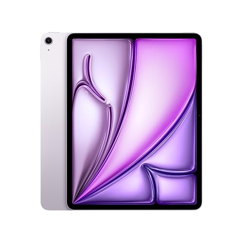 Apple iPad Air de 13 polegadas com chip M3, desenhado para Apple Intelligence, ecrã líquido com ecrã Retina, 128 GB, câmara frontal/traseira de 12 píxes, Wi-Fi 6E, Touch ID, roxo