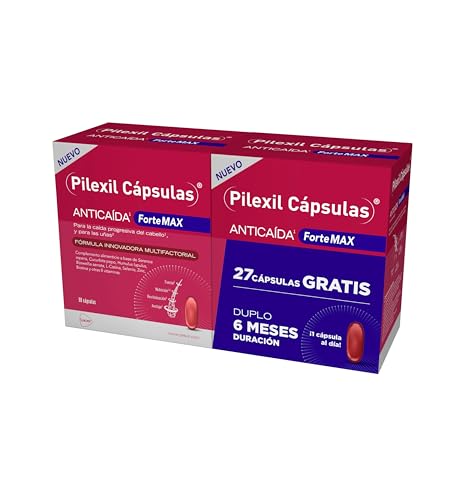 PILEXIL - Cápsulas anti-queda Forte máximo de 2 unidades x 90 cápsulas, complemento alimentar, para queda progressiva do cabelo e unhas, com extratos de plantas, vitaminas e minerais, para homens e