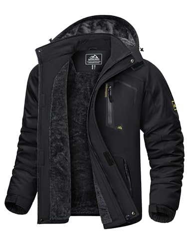 KEFITEVD Homem impermeáveis lã casacos impermeáveis esqui quentes inverno casacos térmicos exteriores casacos com capuz desmontável