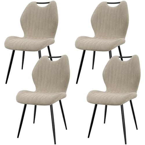 JIJIAN Conjunto de 4 cadeiras de sala de jantar, cadeiras de cozinha, cadeira estofada para sala de estar, encosto de tecido e pernas de metal, ideal para salas de jantar, cozinhas e salas de estar