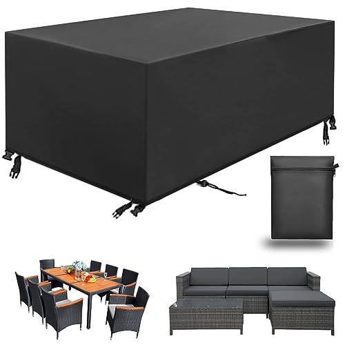 Capa para móveis de jardim, capas protetoras para conjuntos de móveis, anti-vento anti-UV para mesas cadeiras sofá exterior, capa de mesa de jardim quadrada (preto, 170 * 94 * 70 cm 420D)