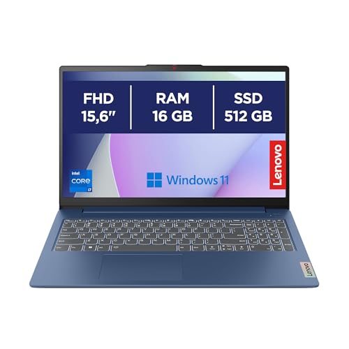 Lenovo IdeaPad Slim 3 Gen 8 Computador portátil FHD de 15,6", Intel Core i7-13620H, Intel UHD Graphics, 16 GB RAM, 512 GB SSD, Wi-Fi 6, Windows 11 Home teclado QWERTY espanhol, cor azul ul Abismo