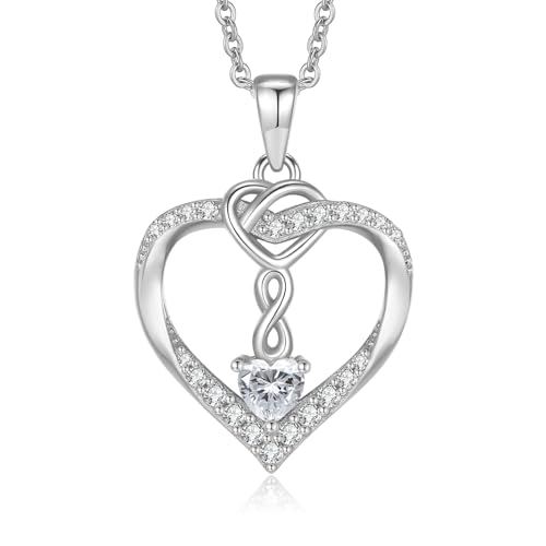 Jrêveinfini Colar mulher prata 925 coração e infinito com zircões, design simbólico de amor eterno, colar personalizado presente para mãe, namorada, filha