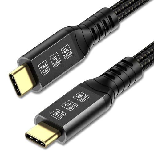ConnBull Cabo Thunderbolt 4 2 m 40 Gbps compatível com Thunderbolt 3/USB4, 8 K @ 60 Hz, carregamento de 100 W para iPhone 15 Pro/ 15 Pro Max, Mac Studio Display, MacBook