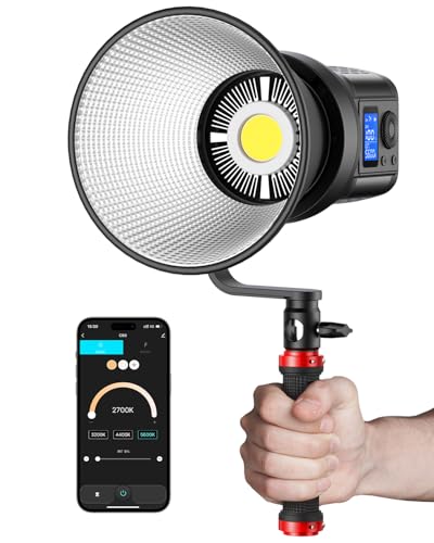 80 W Raleno LED luz de vídeo de estúdio controlada por App, temperatura de cor dupla 2700 K-6500 K ajustável, luz de vídeo COB com 12 luzes especiais, luz contínua, CRI 95 +, ajustável 1 %-100