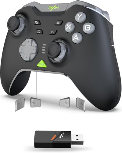 PXN P5 Mando PC Switch Inalámbrico 2025 – Hall Effect Joystick & Trigger, 4 Macro, 3 Modos (2.4G/BT/SW), Doble Vibración, Turbo, 1000mAh, App – Mando para PC, Switch, Android, iOS & Steam Deck
