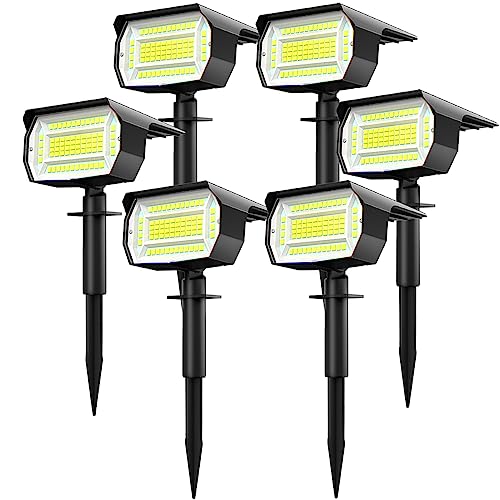 LOTMOS Luzes solares LED exterior jardim [6 pacotes/72 LED] holofotes LED exteriores solares, impermeável IP65 luz solar exterior potente holofote candeeiro solar exterior jardim exterior e chão