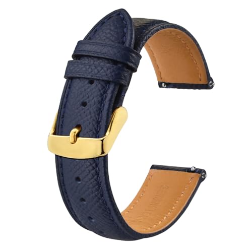 BISONSTRAP Correias de relógio de pele com textura, libertação rápida, correias de couro para homens e mulheres, 18 mm 20 mm 22 mm