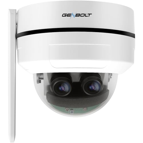 Genbolt 2,5 k PTZ Câmara de segurança Wi-Fi DC & PoE em interiores e ao ar livre, 4 MP Dual Lens monitorização Home Camera IP CCTV 10 x Hybrid Zoom, IK10 Vandal à prova de