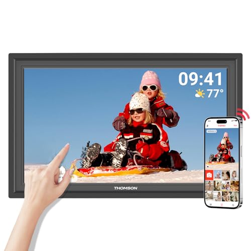 Frameo Moldura para fotos digital de 15,6 polegadas WiFi: Ecrã táctil IPS FHD de 1920 x 1080, rotação automática, compartilhamento instantâneo de fotos, vídeos e reprodução de música