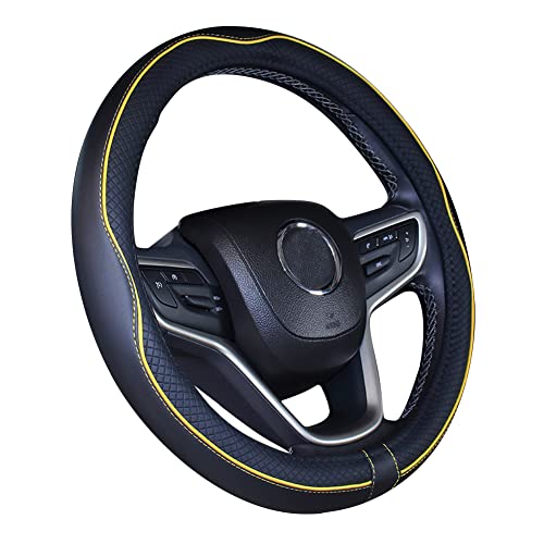 Istn Capa de volante em microfibra de couro, apta para a maioria dos carros, 38 cm