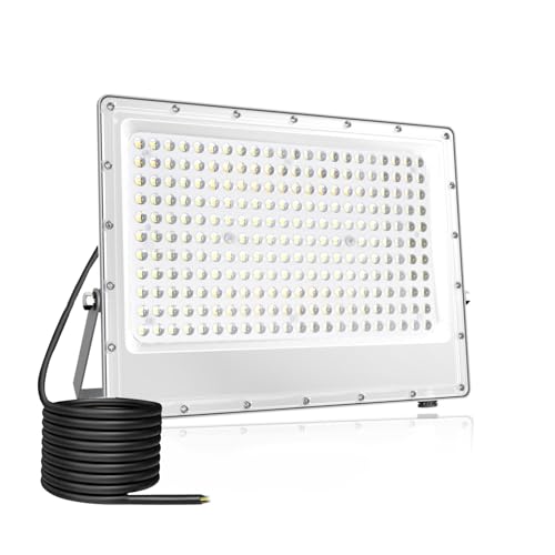 Fosingut Foco LED para exterior, 200 W, 6500 K, branco frio, holofotes LED interior, 288 LEDs IP65 impermeável projetor LED exterior, 20000 LM super brilhante candeeiro de parede para jardim, garagem