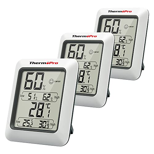 ThermoPro TP50 3 Peças Termómetro Higrómetro Digital Medidor de humidade e temperatura interior Termohigrómetro profissional para medição de casa quarto casa escritório ambiente