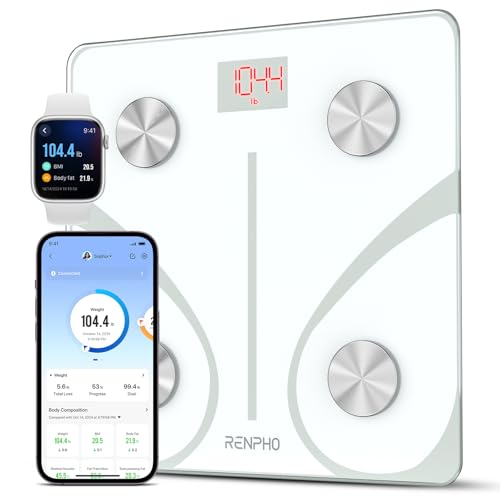 Balança de casa de banho digital ,gordura corporal, Renpho, Bluetooth inteligente, com aplicação, eletrónica, analógica, monitores com análise corporal, 13 medições de peso, IMC visceral e muscular