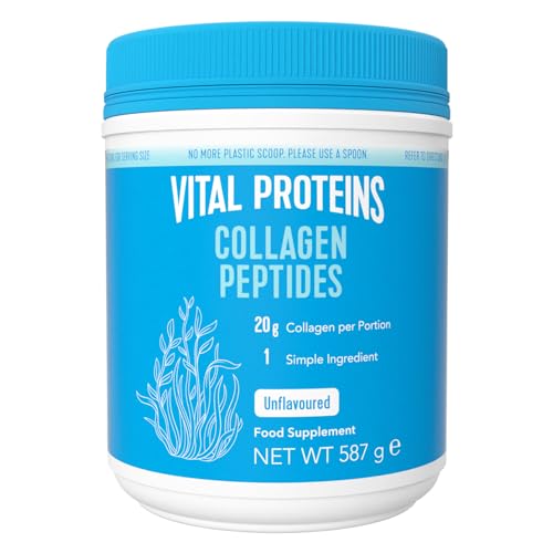 Vital Proteins Peptídeos de colagénio, complemento alimentar em pó, colagénio hidrolisado (Tipo I, III), sem sabor, para a pele, cabelo, unhas, sem glúten, 20 g por dose, 587 g