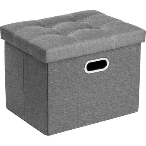 COSYLAND Puff armazenamento 40 l, banco de armazenamento, capacidade de carga 200 kg, estofada em linho, baú para quarto, sala de estar, entrada, brinquedos, organizador multifuncional, dobrável