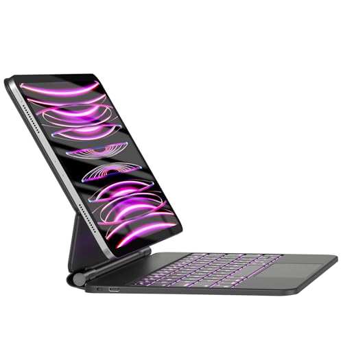 HOU Teclado iPad Air de 11" (M2 2024/M3 2025)/iPad Air 5 2022/iPad Air 4 10.9 2020, teclado iPad Pro de 11 polegadas (4ª 3ª 2ª 1ª) com design flutuante, trackpad, Red, Red, Red, R. retroiluminação 7
