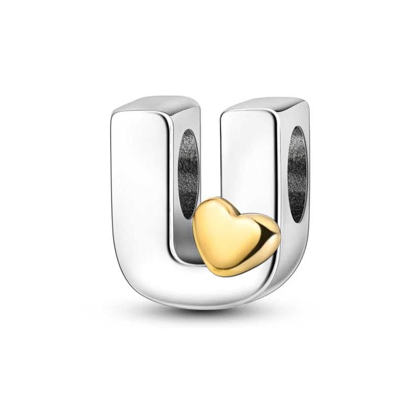 TINSLO A-Z Alfabeto Charms contas pingente para mulher, prata de lei 925, compatível com pulseiras e colares Pandora, compatível com pulseiras europeias para mulheres e meninas KJC874