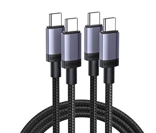 UGREEN 2 Pack Cabo USB C 240 W carregamento rápido PD 3.1, tipo C entrançado em nylon capa de alumínio, compatível com MacBook Air, Dell, iPad, iPhone 16/15 Plus Pro Max, Galaxy S25 S24, Pixel 9/8. 2