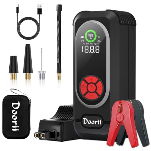 Arrancador de bateria de carro 7000A, compressor de ar 150 PSI, 26800 mAh arranque de carros para veículo (toda a gasolina ou 10 l gasóleo), tela grande e lanterna LED (L)
