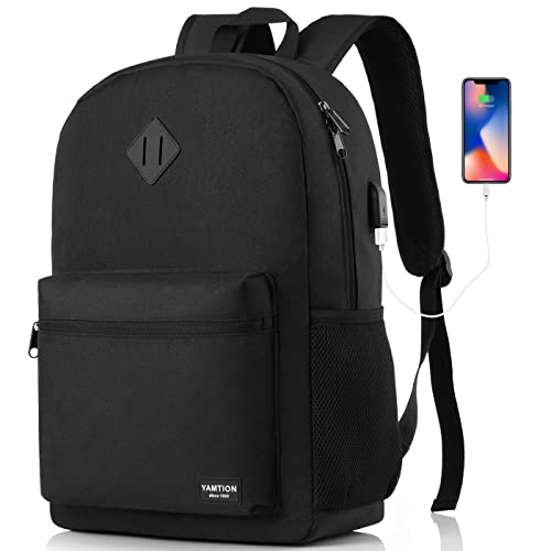 YAMTION Mochila para portátil mochilas computador portátil, mochilas escolares juvenis mochila escolar para menina / criança, mala portátil com USB para mulher e homem
