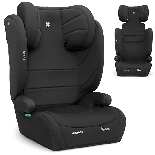 KikkaBoo i-Aid Cadeira de carro grupo 3 (15 - 36 kg, 100-150 cm) cadeira para crianças sem ISOFIX, i-Size, 3,5 a 12 anos, 13 posições encosto de cabeça, preto