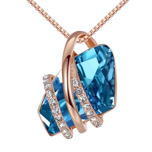 Leafael Birthstone Colar de mulher | Birthstone colar de vidro. | Colar para mulheres com pingente hipoalergénico com caixa de presente incluída