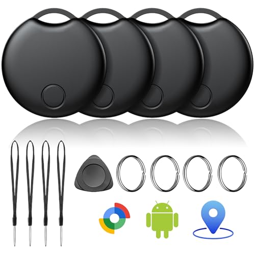 Air Tag Android Smart Tag Localizador compatível com o Google Find Hub (apenas Android), rastreador Bluetooth para chaves, carteira, bicicleta e mala, com bateria intercambiável, pack de 4
