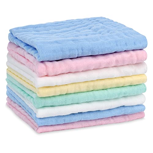 Aolso Muselinas bebé algodão 25 x 25 cm, 8 peças toalha facial infantil, panos de musselina macios para bebé, gaze para bebés nascidos, toalhas de musselina