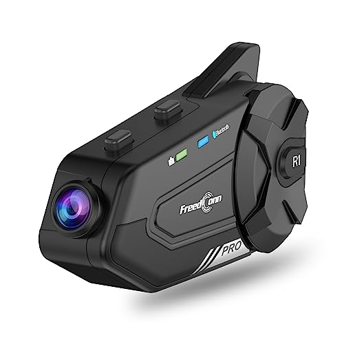 OBEST Auriculares Bluetooth para motocicleta com câmara 2K, 1000 m, walkie talkie impermeável para 6 grupos de motoristas com música compartilhada/Bluetooth 5.0/128G TF cartão/microfone 2 em 1