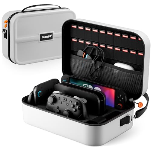 ZOZOVR Switch 2 Funda para Nintendo Switch 2 (2025), Estuche rígida portátil con protección Total para Viajes, 20 Ranuras para Juegos , Bolsa Grande Antipolvo para Switch 2 Accesorios (Blanco)