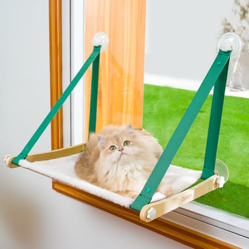 CATISM Rede dobrável para gatos até 20 kg, rede de gato janela reforçada com ventosa forte, almofada lavável, suporte para cama de gato janela, saco de dormir para gatos (54 x 39 cm)