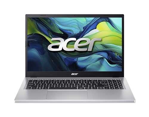 acer Aspire Go 15 AG15-71P-56QC, Computador portátil Full HD LCD de 15,6" (Intel Core i5 1334U, 16 GB RAM, 512 GB SSD, Intel UHD Graphics, sem sistema operacional), prateado e teclado. lado QWERTY
