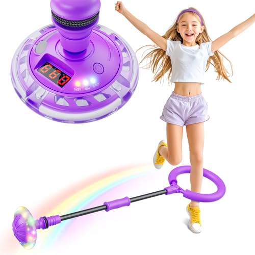 Bola de salto de tornozelo brinquedo menina 6 7 8 9 10 11 anos recarregável luminoso presentes jogos meninas bola saltadora para crianças com contagem de voltas contagem de calorias contagem de tempo