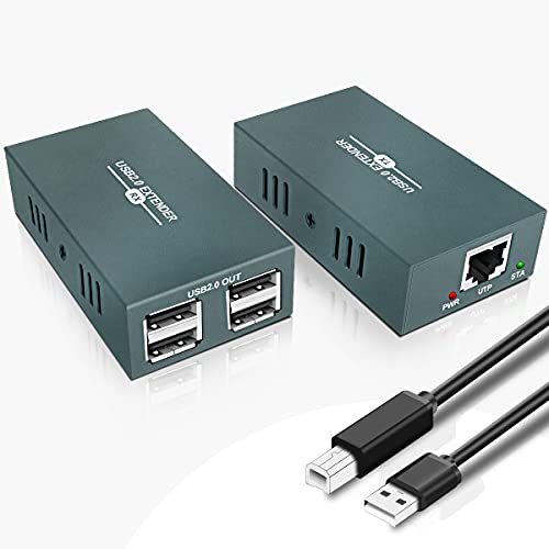 Extensor USB 2.0, USB Extender over Ethernet Cat 5e/6/7 up to 50 m/165 pés, 4 Hubs Extensor USB Rj45, suporte Windows/MacOS/Linux etc