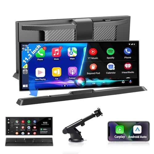 Exclusividade ecrã Carplay Android Auto carro de 11,3 polegadas com suporte estável, ecrã Car Play carro com duplo navegador GPS Bluetooth Siri/GOO-gle para autocaravanas