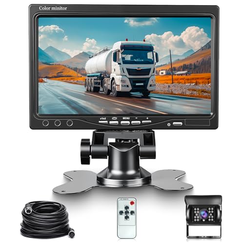 YYKJ Câmara traseira traseira para automóvel, câmara traseira com cabo e kit de monitor de 7 polegadas sistema de visão traseira infravermelhos para veículos pesados de RV Trucks Bus Trailers