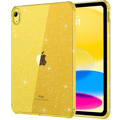 MoKo Capa para iPad (A16) 11ª geração 2025 11 polegadas, iPad 10ª geração 2022 10,9 polegadas TPU suave e leve, capa ultra transparente anti-choque para tablet, amarelo púrpura púrpura