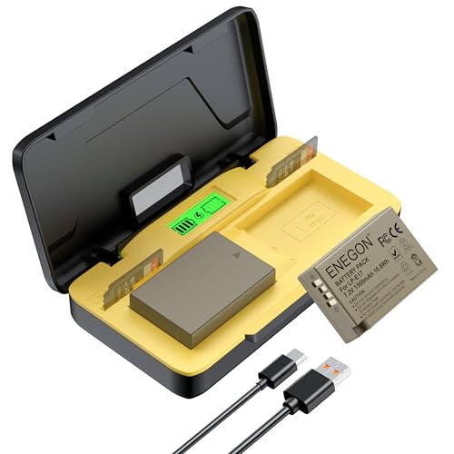 ENEGON LP-E17 Conjunto de carregador rápido de memória de bateria dupla (2 x 1500 mAh) de 20 W, compatível com Canon EOS R10, R8, RP, R50, R100, M5, M6, 200D, 250D, 77D, 750D, D, 750D, D, D, D, D, D,