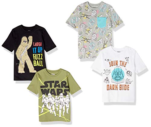 Amazon Essentials Disney | Marvel | Star Wars t-shirts de manga curta (anteriormente Spotted Zebra) para crianças, vários pacotes