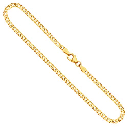 EDELIND Corrente de ouro amarelo 2,9 mm de ouro maciço 8 14 kilates colar corrente para mulher homem crianças de 36 a 100 cm com selo 333 585 corrente com elo de losango duplo com caixa de presente de