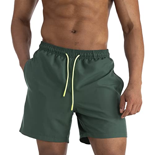 EDOTON Calções de banho para homem, calções de banho leves de secagem rápida para homem calções de banho para homem com cintura ajustável e bolsos/natação / surf / casual